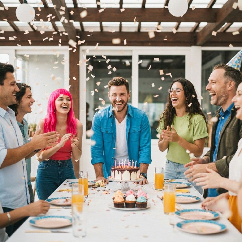 Celebración de cumpleaños con ambiente de fiesta