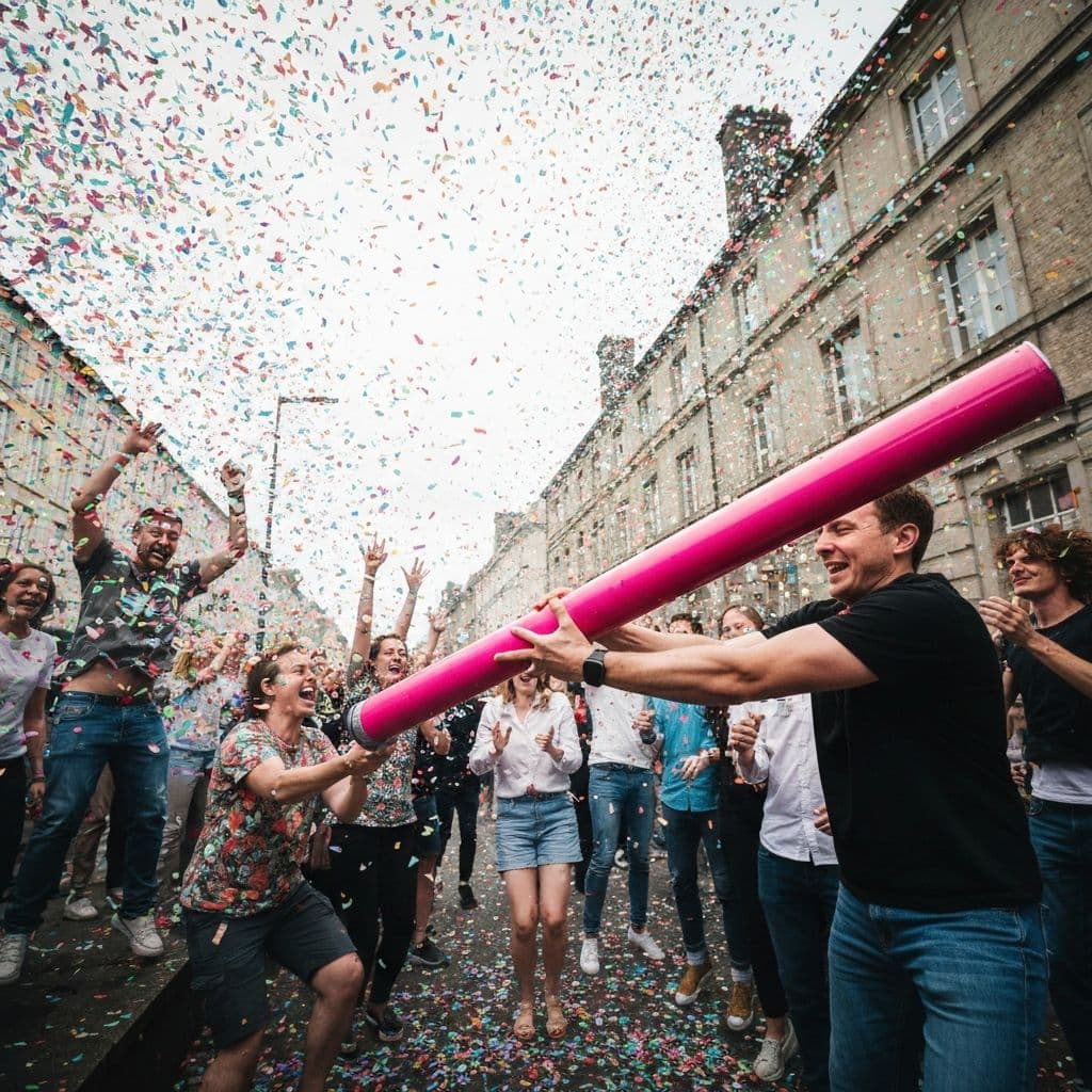 Lanzamiento de confeti durante una celebración